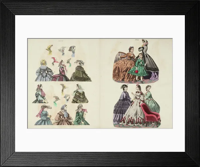 Framed Print : Costume plates, 1858, 1864. Creator: Unknown Framed Print : Costume plates, 1858, 1864. Creator: Unknown