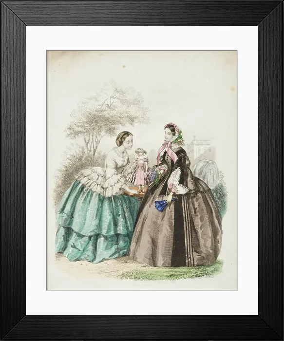 Framed Print : Fashion plate - Journal des Demoiselles VII, 1857. Creator: Gilquin & Dupain Framed Print : Fashion plate - Journal des Demoiselles VII, 1857. Creator: Gilquin & Dupain