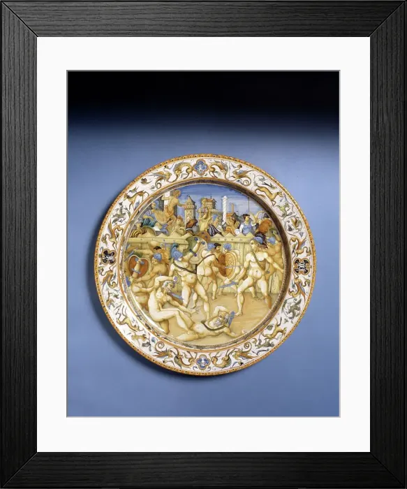 Framed Print : Maiolica Dish, 1580-90. Creator: Workshop of Patanazzi family Framed Print : Maiolica Dish, 1580-90. Creator: Workshop of Patanazzi family