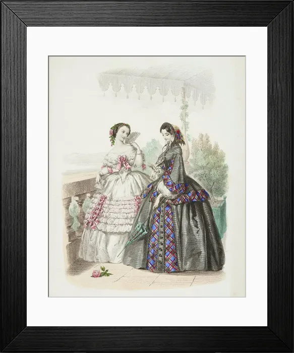 Framed Print : Fashion plate - Journal des Demoiselles VIII, 1857. Creator: Gilquin & Dupain Framed Print : Fashion plate - Journal des Demoiselles VIII, 1857. Creator: Gilquin & Dupain