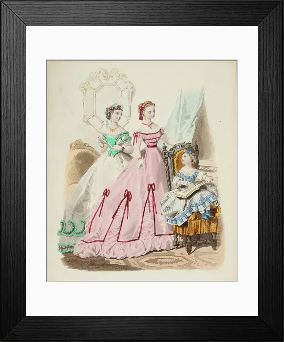 Framed Print : Fashion plate - Journal des Demoiselles II, 1866. Creator: Gilquin fils Framed Print : Fashion plate - Journal des Demoiselles II, 1866. Creator: Gilquin fils