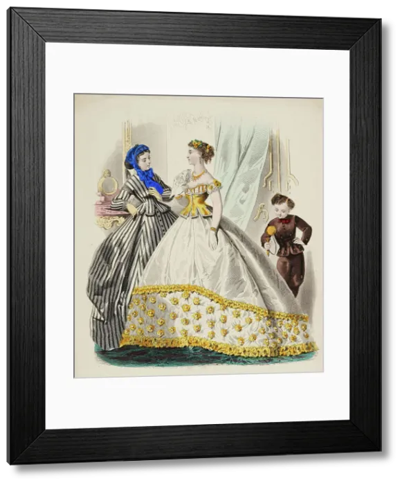 Framed Print : Fashion plate - Journal des Demoiselles III, 1866. Creator: Gilquin fils Framed Print : Fashion plate - Journal des Demoiselles III, 1866. Creator: Gilquin fils