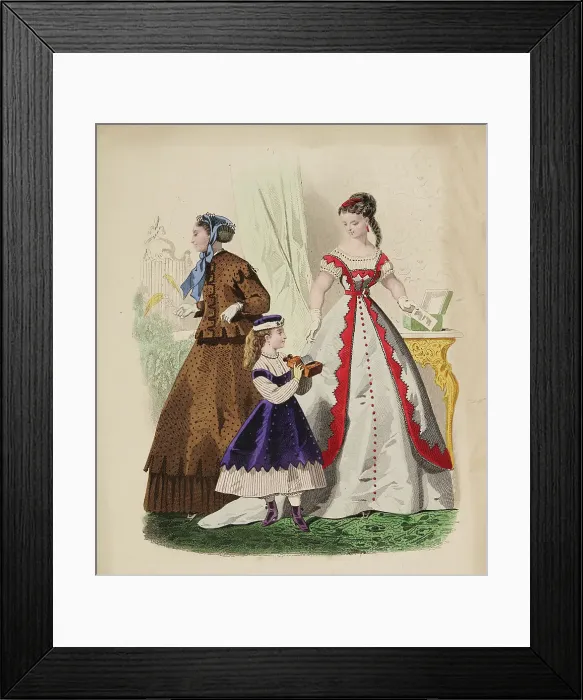 Framed Print : Fashion plate - Journal des Demoiselles XII, 1866. Creator: Gilquin fils Framed Print : Fashion plate - Journal des Demoiselles XII, 1866. Creator: Gilquin fils