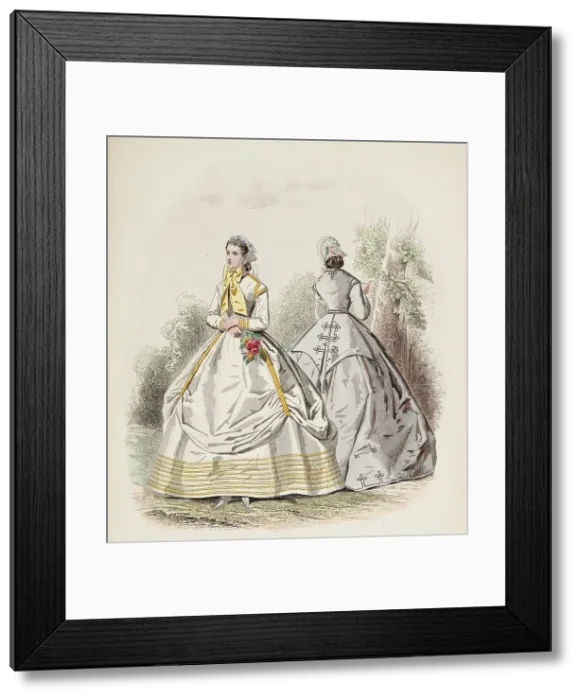 Framed Print : Fashion Plate - Petit Courrier des Dames Modes de Paris, 1866. Creator: Gilquin fils Framed Print : Fashion Plate - Petit Courrier des Dames Modes de Paris, 1866. Creator: Gilquin fils