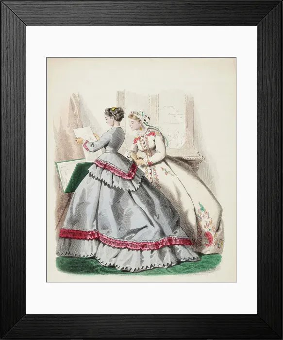 Framed Print : Fashion Plate - Petit Courrier des Dames Modes de Paris, 1866. Creator: Gilquin fils Framed Print : Fashion Plate - Petit Courrier des Dames Modes de Paris, 1866. Creator: Gilquin fils