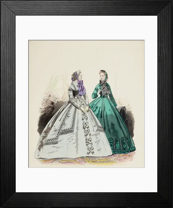 Framed Print : Fashion Plate - Petit Courrier des Dames Modes de Paris, 1850-60. Creator: Gilquin fils Framed Print : Fashion Plate - Petit Courrier des Dames Modes de Paris, 1850-60. Creator: Gilquin fils