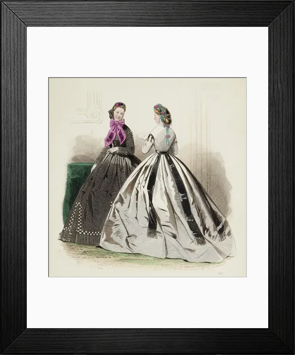Framed Print : Fashion Plate - Petit Courrier des Dames Modes de Paris, 1855-69. Creator: Gilquin fils Framed Print : Fashion Plate - Petit Courrier des Dames Modes de Paris, 1855-69. Creator: Gilquin fils