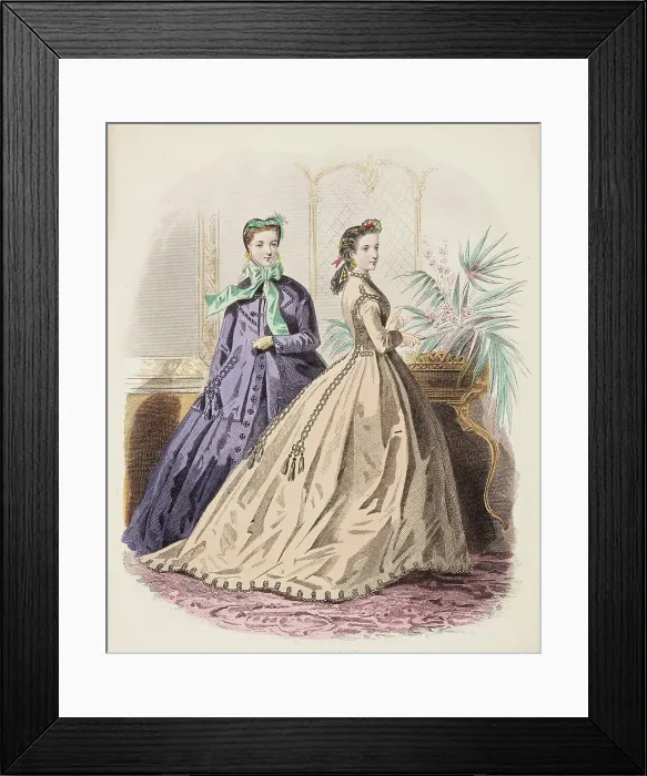 Framed Print : Fashion Plate - Petit Courrier des Dames Modes de Paris, 1860-69. Creator: Gilquin fils Framed Print : Fashion Plate - Petit Courrier des Dames Modes de Paris, 1860-69. Creator: Gilquin fils