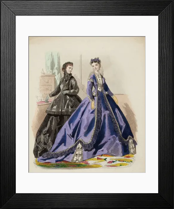 Framed Print : Fashion Plate - Petit Courrier des Dames Modes de Paris, 1865-66. Creator: Gilquin fils Framed Print : Fashion Plate - Petit Courrier des Dames Modes de Paris, 1865-66. Creator: Gilquin fils