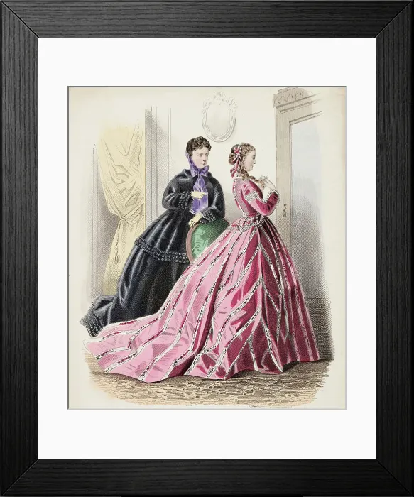 Framed Print : Fashion Plate - Petit Courrier des Dames Modes de Paris, 1865-66. Creator: Gilquin fils Framed Print : Fashion Plate - Petit Courrier des Dames Modes de Paris, 1865-66. Creator: Gilquin fils
