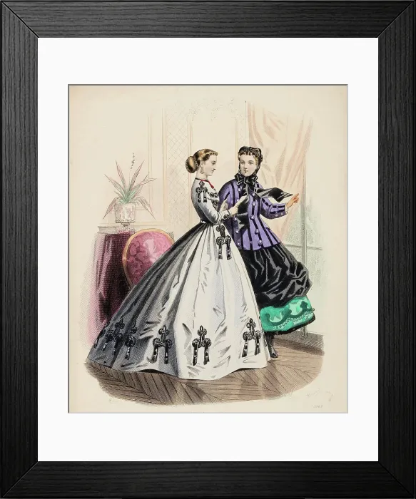Framed Print : Fashion Plate - Petit Courrier des Dames Modes de Paris, 1865-66. Creator: Gilquin fils Framed Print : Fashion Plate - Petit Courrier des Dames Modes de Paris, 1865-66. Creator: Gilquin fils