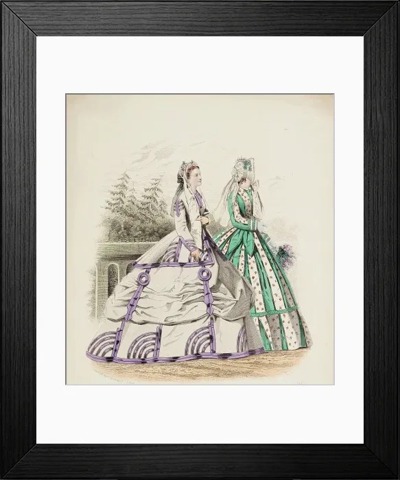 Framed Print : Fashion Plate - Petit Courrier des Dames Modes de Paris, 1866-67. Creator: Gilquin fils Framed Print : Fashion Plate - Petit Courrier des Dames Modes de Paris, 1866-67. Creator: Gilquin fils