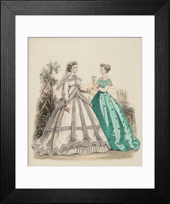 Framed Print : Fashion Plate - Petit Courrier des Dames Modes de Paris, 1866-67. Creator: Gilquin fils Framed Print : Fashion Plate - Petit Courrier des Dames Modes de Paris, 1866-67. Creator: Gilquin fils