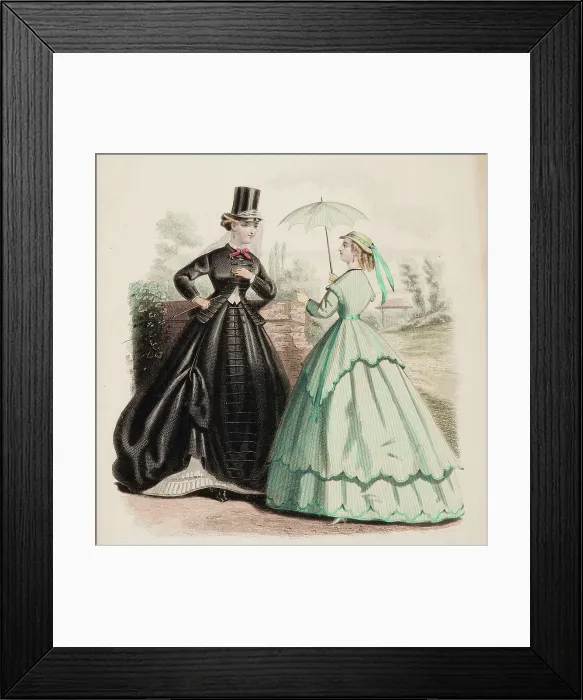 Framed Print : Fashion Plate - Petit Courrier des Dames Modes de Paris, 1866-67. Creator: Gilquin fils Framed Print : Fashion Plate - Petit Courrier des Dames Modes de Paris, 1866-67. Creator: Gilquin fils
