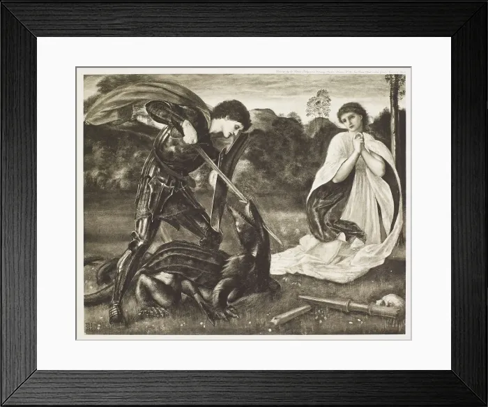 Framed Print : St George Series - St George slaying the Dragon, c1860s, (1900). Creator: Unknown Framed Print : St George Series - St George slaying the Dragon, c1860s, (1900). Creator: Unknown