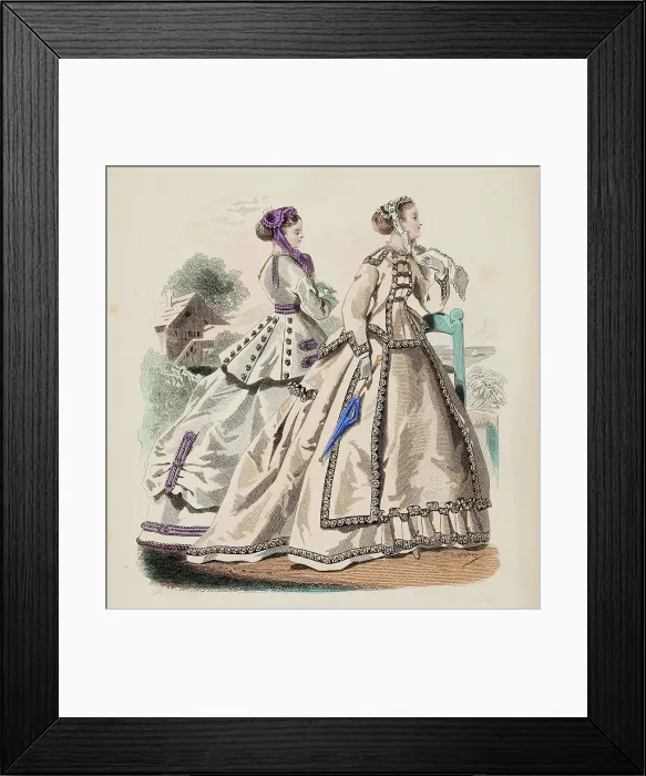 Framed Print : Fashion Plate - Petit Courrier des Dames Modes de Paris, 1866-67. Creator: Gilquin fils Framed Print : Fashion Plate - Petit Courrier des Dames Modes de Paris, 1866-67. Creator: Gilquin fils