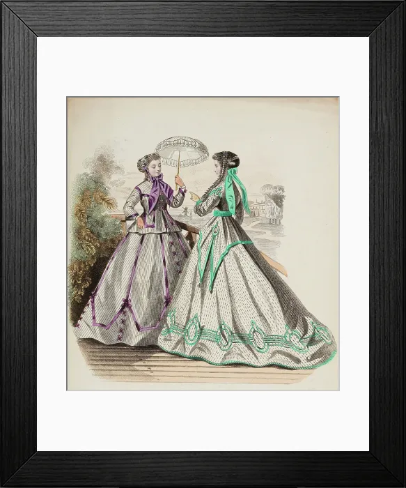 Framed Print : Fashion Plate - Petit Courrier des Dames Modes de Paris, 1866-67. Creator: Gilquin fils Framed Print : Fashion Plate - Petit Courrier des Dames Modes de Paris, 1866-67. Creator: Gilquin fils