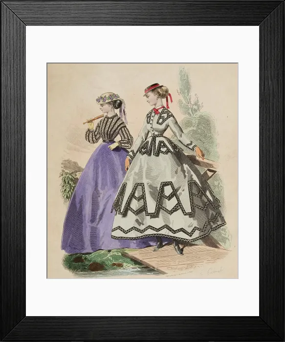 Framed Print : Fashion Plate - Petit Courrier des Dames Modes de Paris, 1866-67. Creator: Gilquin fils Framed Print : Fashion Plate - Petit Courrier des Dames Modes de Paris, 1866-67. Creator: Gilquin fils