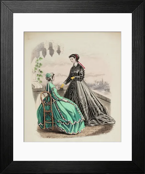 Framed Print : Fashion Plate - Petit Courrier des Dames Modes de Paris, 1866-67. Creator: Gilquin fils Framed Print : Fashion Plate - Petit Courrier des Dames Modes de Paris, 1866-67. Creator: Gilquin fils