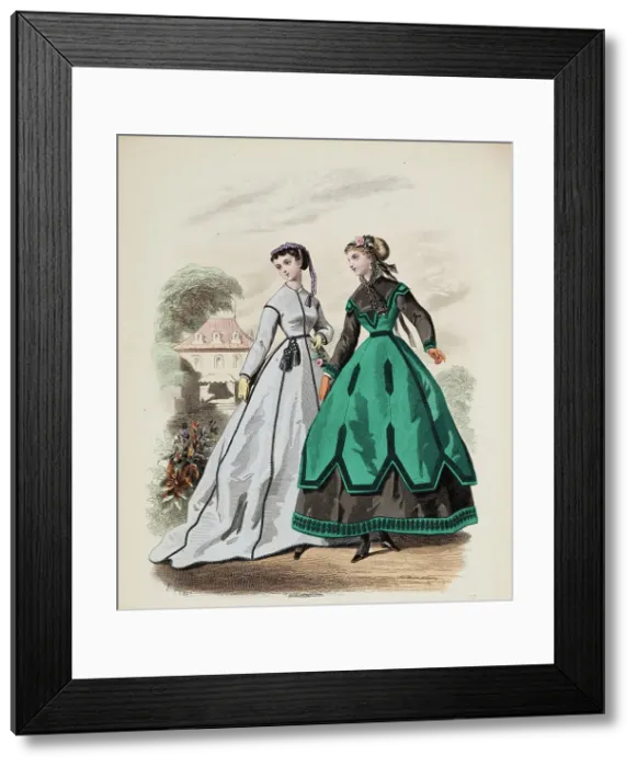 Framed Print : Fashion Plate - Petit Courrier des Dames Modes de Paris, 1866-67. Creator: Gilquin fils Framed Print : Fashion Plate - Petit Courrier des Dames Modes de Paris, 1866-67. Creator: Gilquin fils