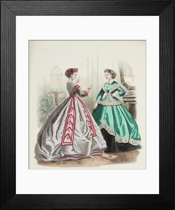 Framed Print : Fashion Plate - Petit Courrier des Dames Modes de Paris, 1866-67. Creator: Gilquin fils Framed Print : Fashion Plate - Petit Courrier des Dames Modes de Paris, 1866-67. Creator: Gilquin fils
