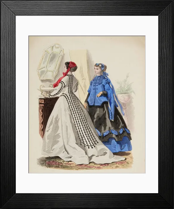 Framed Print : Fashion Plate - Petit Courrier des Dames Modes de Paris, 1866-67. Creator: Gilquin fils Framed Print : Fashion Plate - Petit Courrier des Dames Modes de Paris, 1866-67. Creator: Gilquin fils