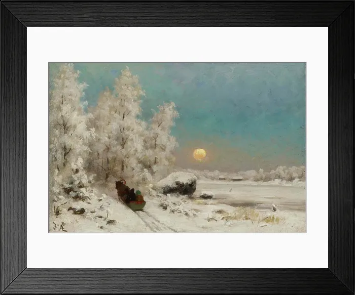 Framed Print : Winter Night, Moon Rising, 1865-1900. Creator: August Fredrik Ahlstedt Framed Print : Winter Night, Moon Rising, 1865-1900. Creator: August Fredrik Ahlstedt