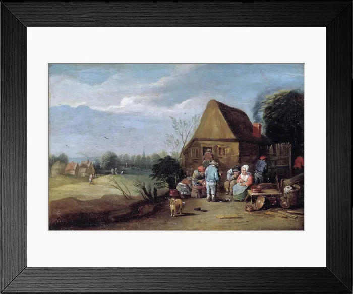 Framed Print : Outside the village inn, c1660s. Creator: David Teniers II Framed Print : Outside the village inn, c1660s. Creator: David Teniers II