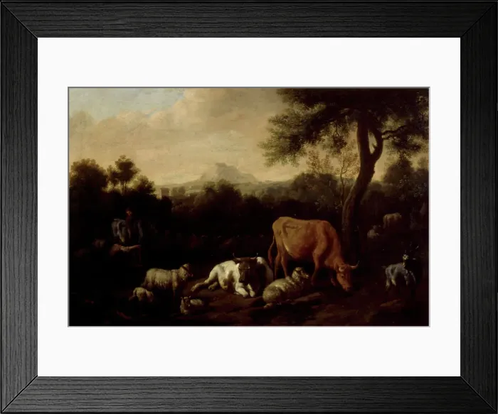 Framed Print : Meadow Landscape, 1670-1690. Creator: Dirk van Bergen Framed Print : Meadow Landscape, 1670-1690. Creator: Dirk van Bergen