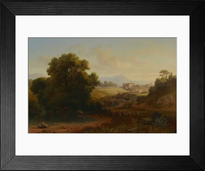 Framed Print : Landscape in Italy, 1856. Creator: Gustav Wilhelm Palm Framed Print : Landscape in Italy, 1856. Creator: Gustav Wilhelm Palm