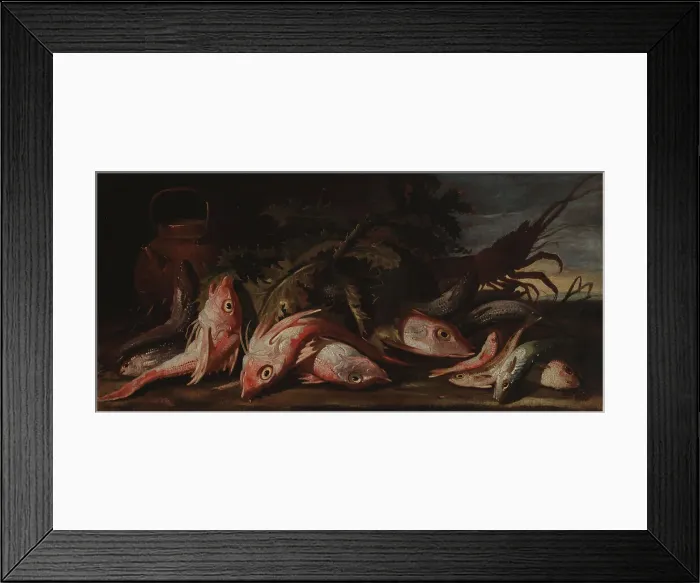 Framed Print : Still life with fish, 1654-1695. Creator: Giuseppe Recco Framed Print : Still life with fish, 1654-1695. Creator: Giuseppe Recco