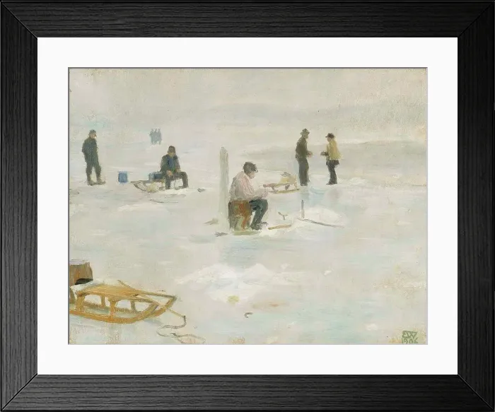 Framed Print : Winter Fishing, 1906. Creator: Erik Werenskiold Framed Print : Winter Fishing, 1906. Creator: Erik Werenskiold