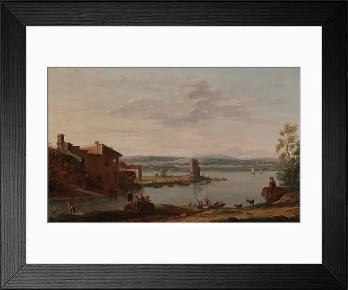 Framed Print : Italian harbour view, 1756. Creator: Eugene Ceceri Framed Print : Italian harbour view, 1756. Creator: Eugene Ceceri