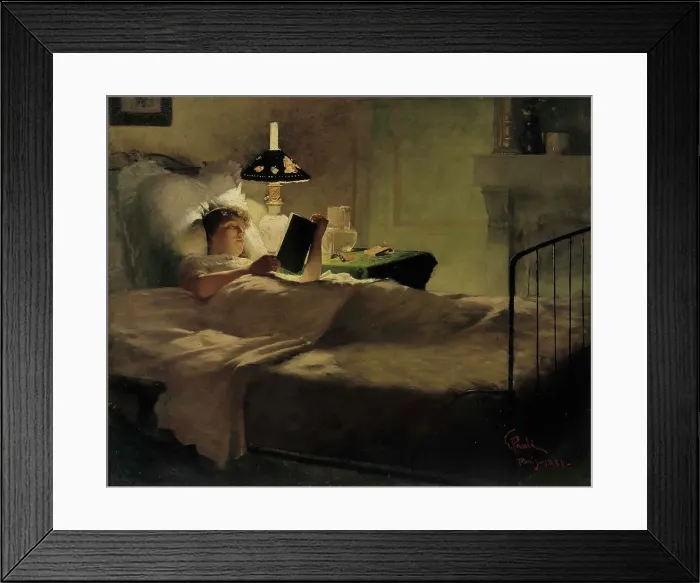 Framed Print : Evening Reading, 1884. Creator: Georg Pauli Framed Print : Evening Reading, 1884. Creator: Georg Pauli