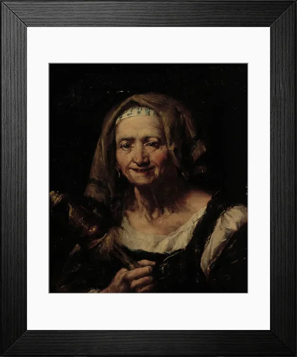 Framed Print : An old woman with a distaff, c1740s. Creator: Giuseppe Nogari Framed Print : An old woman with a distaff, c1740s. Creator: Giuseppe Nogari