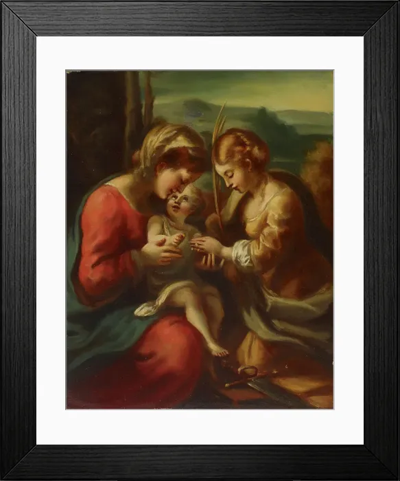 Framed Print : The Mystic marriage of St. Catherine, c1520s. Creator: Antonio da Correggio Framed Print : The Mystic marriage of St. Catherine, c1520s. Creator: Antonio da Correggio
