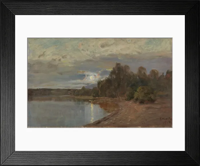 Framed Print : Landscape in Moonlight, 1914. Creator: Elias Muukka Framed Print : Landscape in Moonlight, 1914. Creator: Elias Muukka