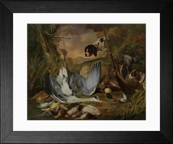 Framed Print : Still life with dogs, c1740-1770. Creator: Jacob Xaver Vermoelen Framed Print : Still life with dogs, c1740-1770. Creator: Jacob Xaver Vermoelen