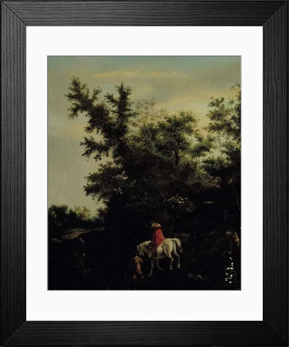 Framed Print : Travellers on a forest road, c1670s. Creator: Jacob van Ruisdael Framed Print : Travellers on a forest road, c1670s. Creator: Jacob van Ruisdael