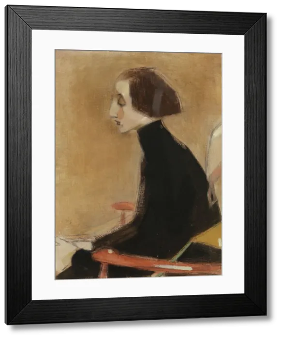 Framed Print : The Seamstress, Half-Length Portrait (The Working Woman), 1927. Creator: Helene Schjerfbeck Framed Print : The Seamstress, Half-Length Portrait (The Working Woman), 1927. Creator: Helene Schjerfbeck