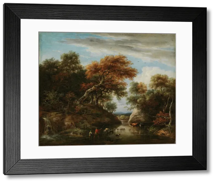 Framed Print : Fording the river, c1670s. Creator: Jacob van Ruisdael Framed Print : Fording the river, c1670s. Creator: Jacob van Ruisdael