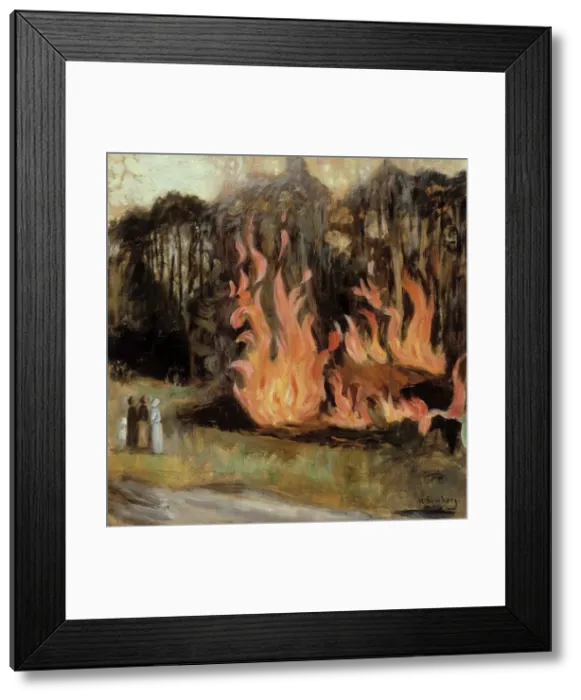 Framed Print : Bonfires, 1890-1917. Creator: Hugo Simberg Framed Print : Bonfires, 1890-1917. Creator: Hugo Simberg