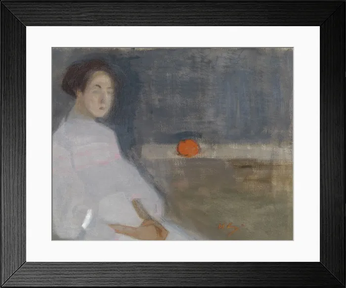 Framed Print : Costume Picture I (Girl with Orange, The Baker's Daughter), 1908-1909. Creator: Helene Schjerfbeck Framed Print : Costume Picture I (Girl with Orange, The Baker's Daughter), 1908-1909. Creator: Helene Schjerfbeck