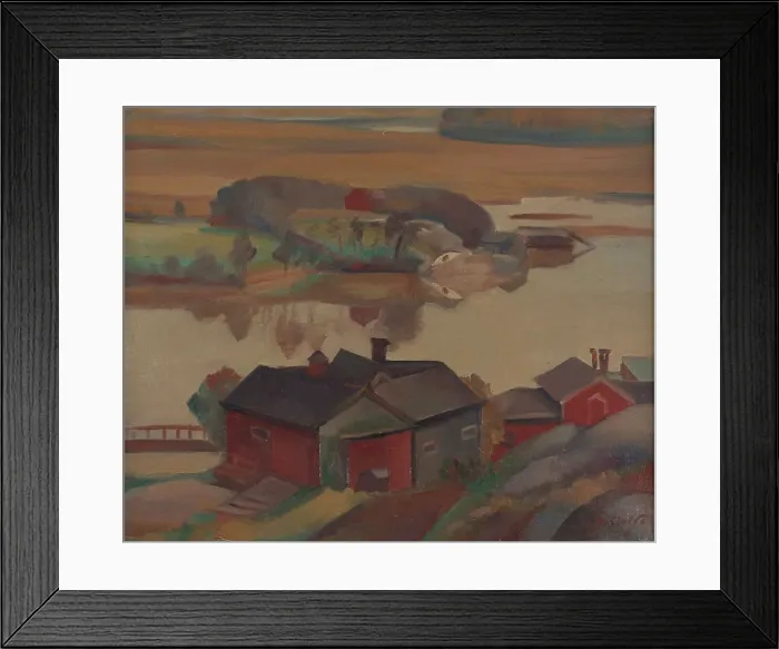 Framed Print : River Landscape With Buildings, 1930. Creator: Ilmari Aalto Framed Print : River Landscape With Buildings, 1930. Creator: Ilmari Aalto