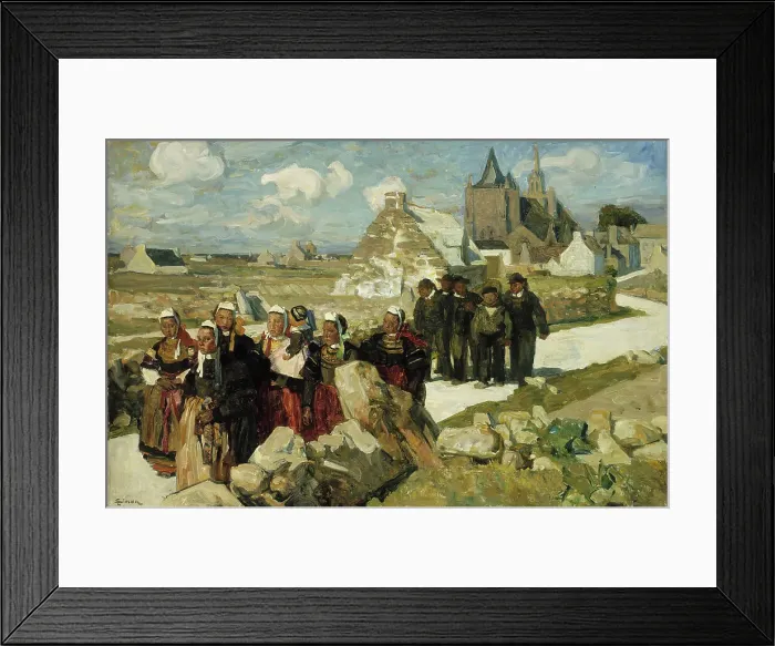 Framed Print : Returning from Mass in Penmarch, 1890-1898. Creator: Lucien Simon Framed Print : Returning from Mass in Penmarch, 1890-1898. Creator: Lucien Simon