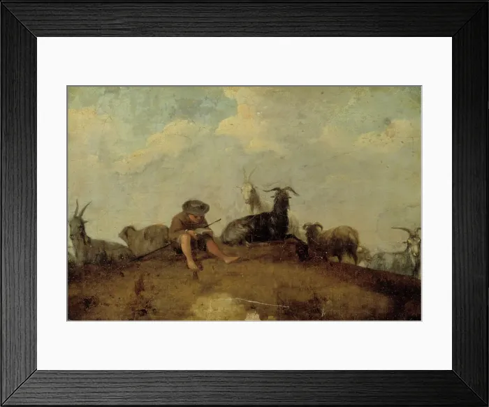 Framed Print : A shepherd reading, 1631-1685. Creator: Johann Heinrich Roos Framed Print : A shepherd reading, 1631-1685. Creator: Johann Heinrich Roos
