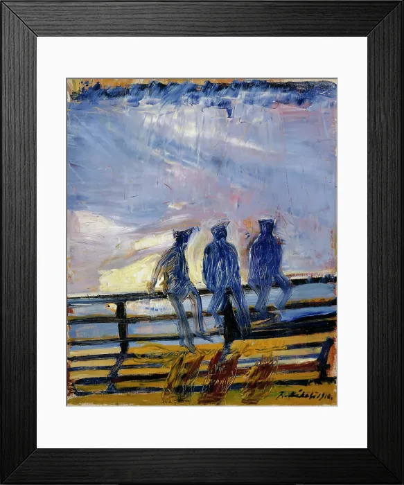 Framed Print : Boys on the Shore Railings, 1910. Creator: Juho Makela Framed Print : Boys on the Shore Railings, 1910. Creator: Juho Makela