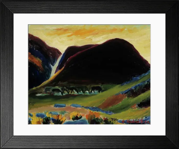 Framed Print : Reindeer in the Night, 1943. Creator: Kullervo Koivisto Framed Print : Reindeer in the Night, 1943. Creator: Kullervo Koivisto