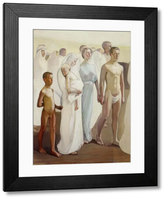 Framed Print : Resurrection, study for the right side of the Tampere Cathedral altarpiece, 1907. Creator: Magnus Enckell