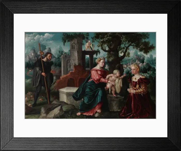 Framed Print : Virgin, Child and donors, c16th century. Creator: Unknown Framed Print : Virgin, Child and donors, c16th century. Creator: Unknown